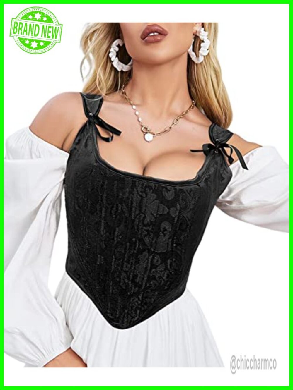 Women's Vintage Asymmetrical Hem Corset Top Lace-Up Back Bustier Slim Fit